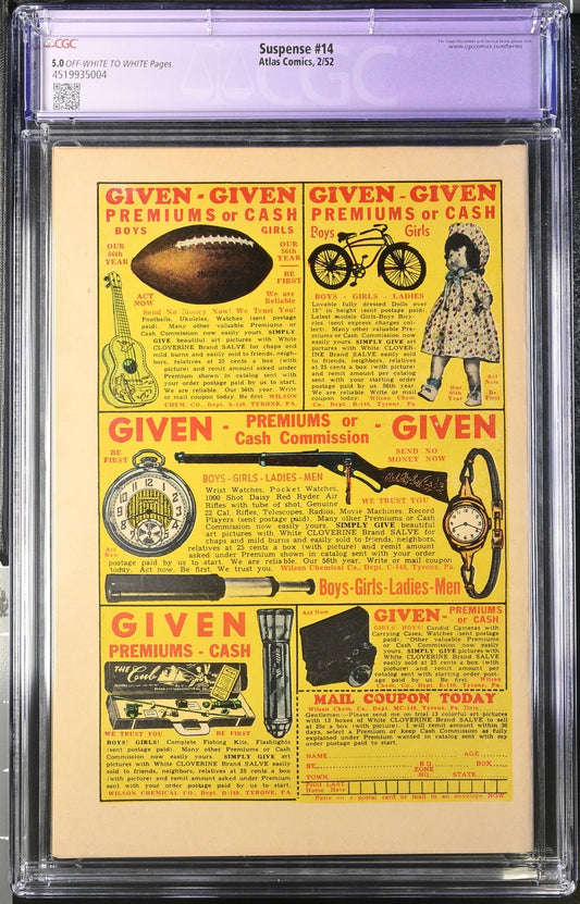 Suspense #14 CGC 5.0 (R)