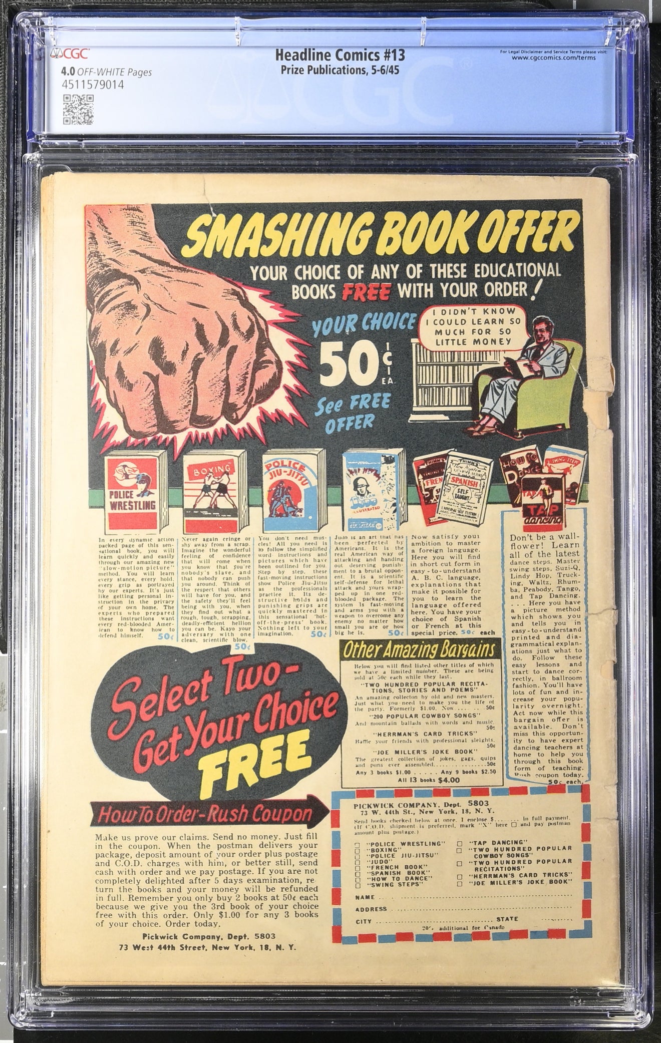 Headline Comics #13 CGC 4.0