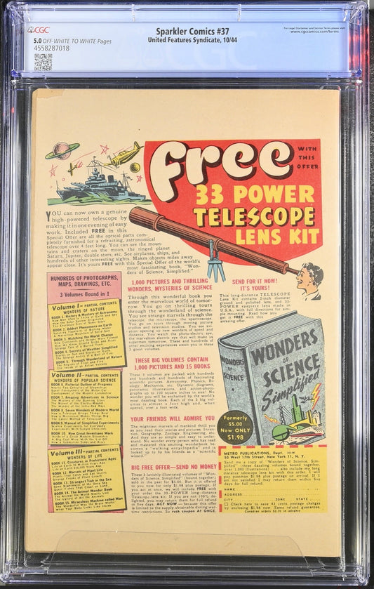 Sparkler Comics #37 CGC 5.0