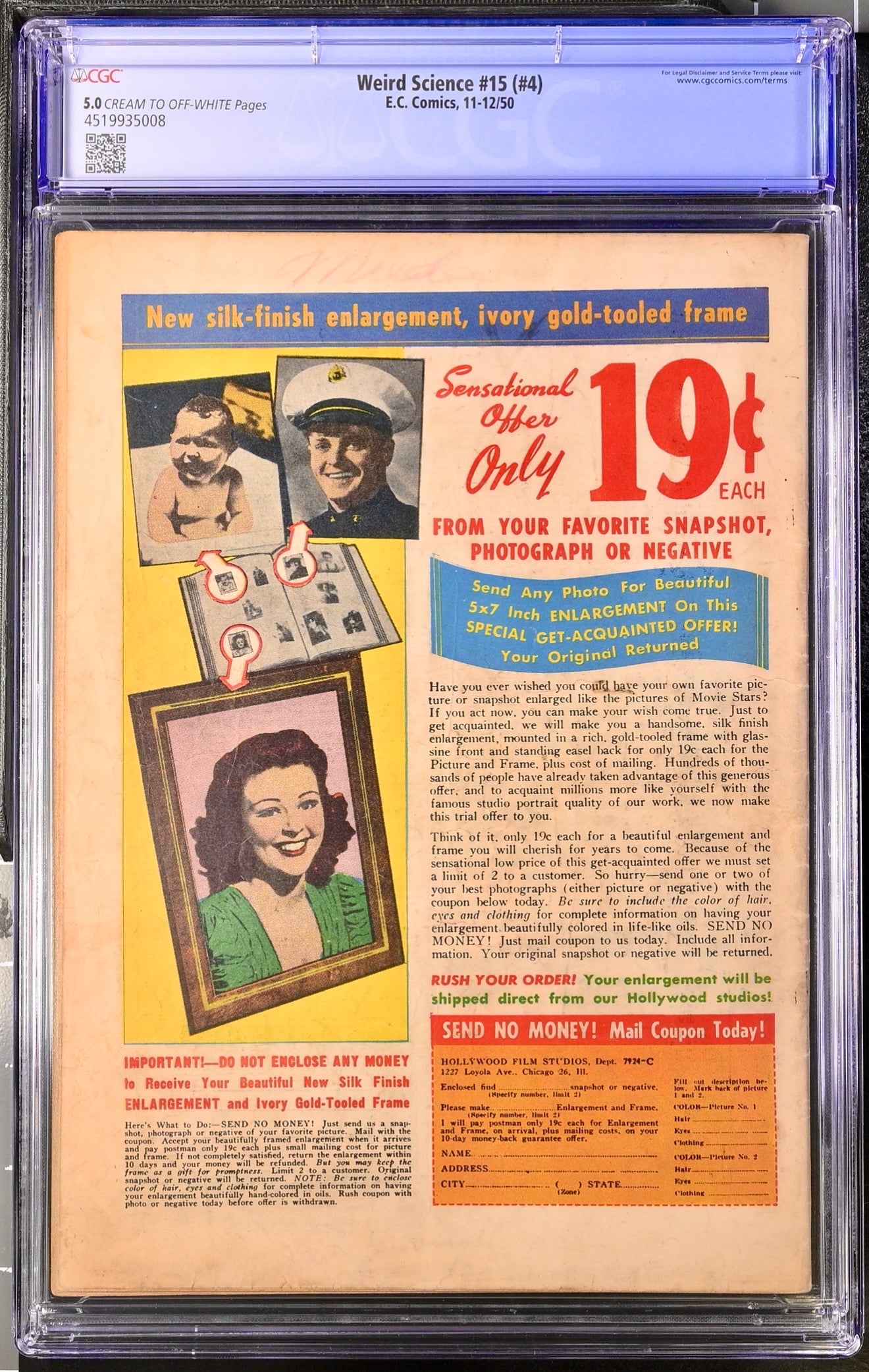 Weird Science #4 CGC 5.0